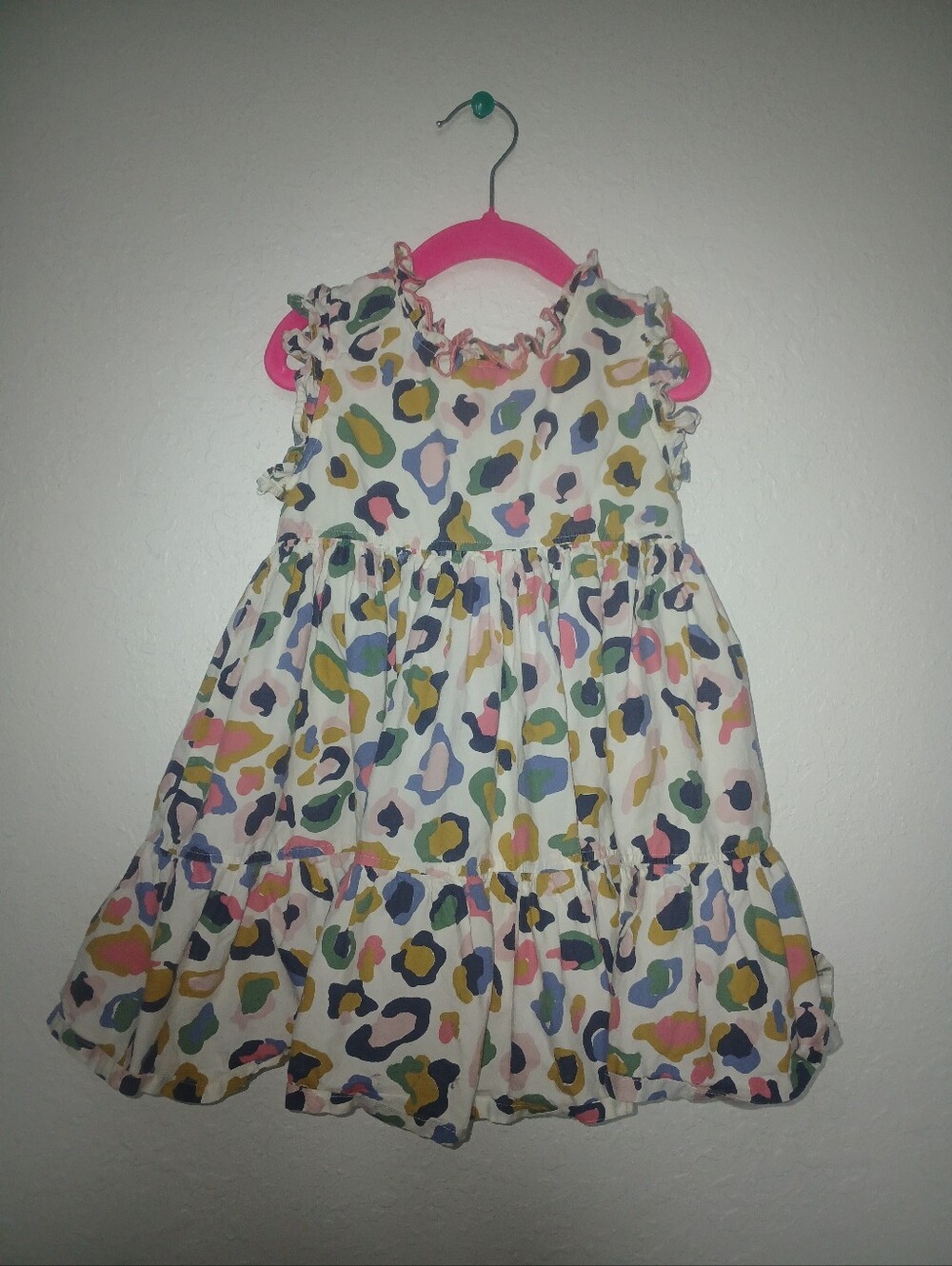 Pink Chicken Girls 4y Dress Colorful Animal Print 100% Cotton Leopard